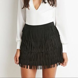 Fringed Faux Suede Mini Skirt